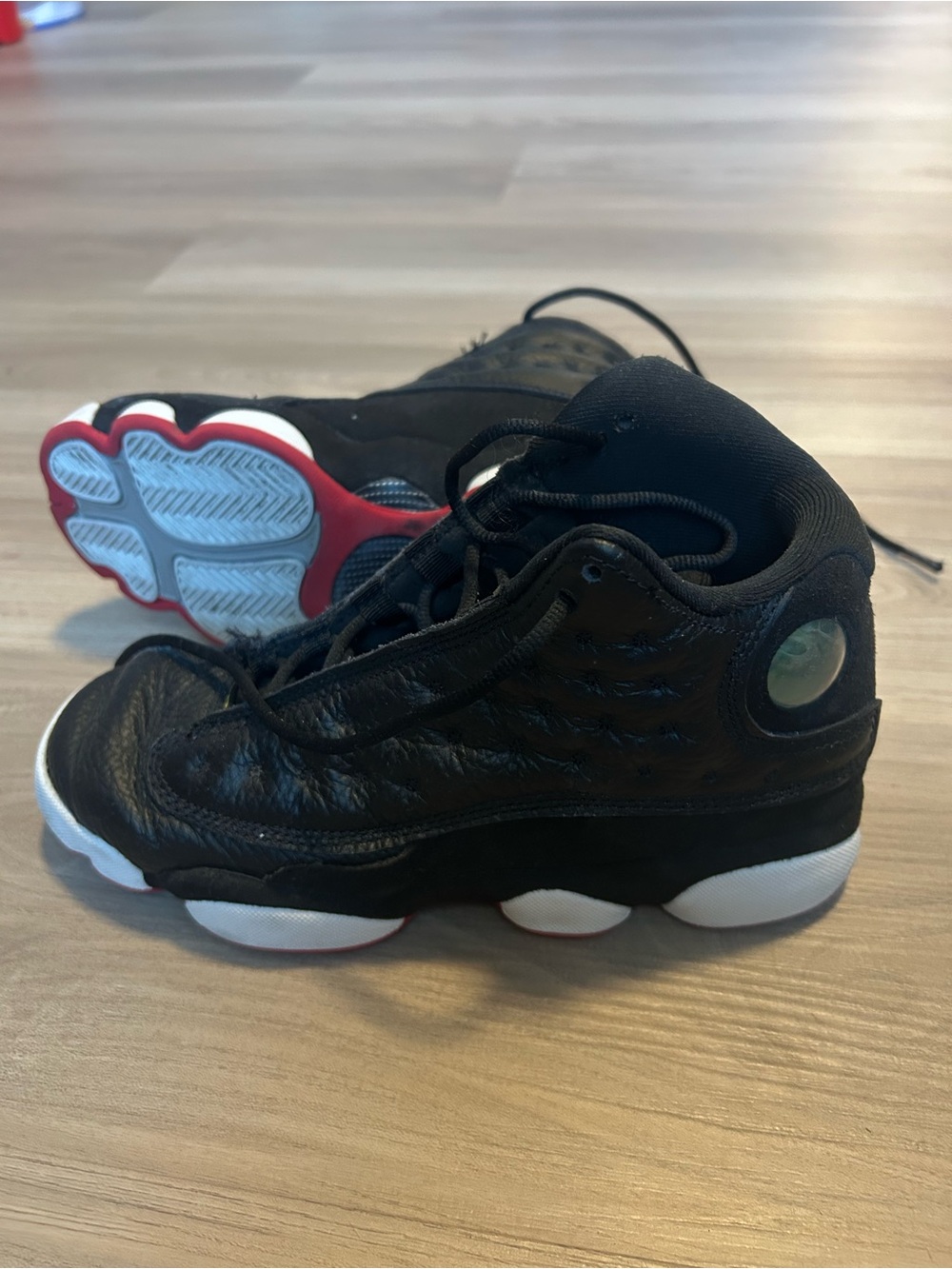 Jordan 13 Retro Black White Red Kids Shoes